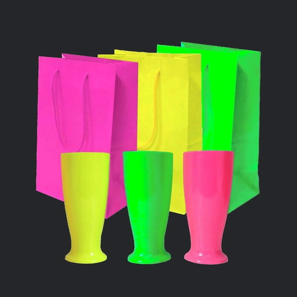 30 Sacolinha Neon + 30 Tulipas Neon para Casamento Balada