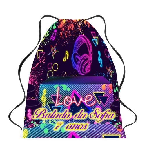 35 Mochila Saco Sacochila Lembrancinha Festa Neon