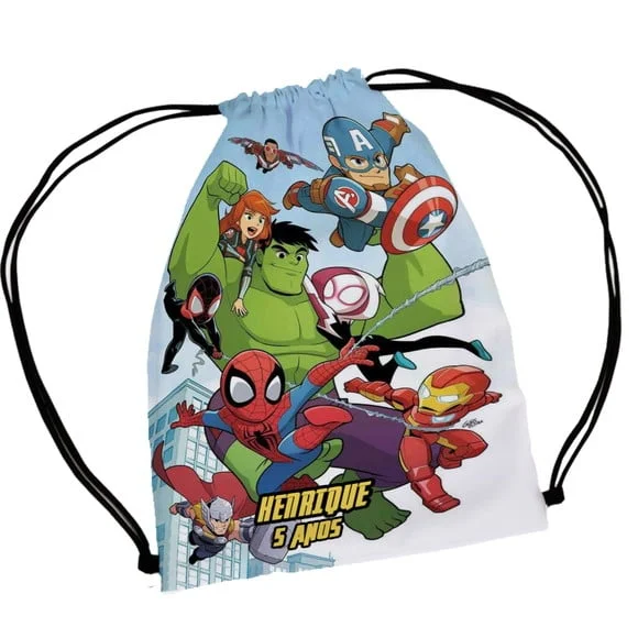 35 Sacochila Vingadores Infantil ? Mochilinha Personalizada