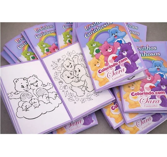 40 Lembrancinhas Ursinhos Carinhosos Mini Livrinho Colorir
