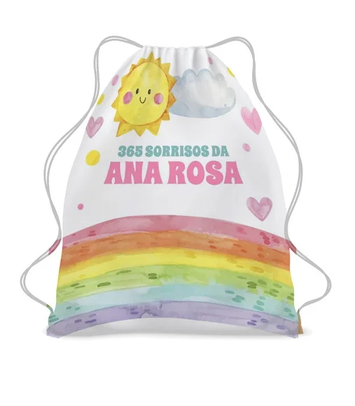 40 Mochila Saco 365 Sorrisos Menina Personalizada
