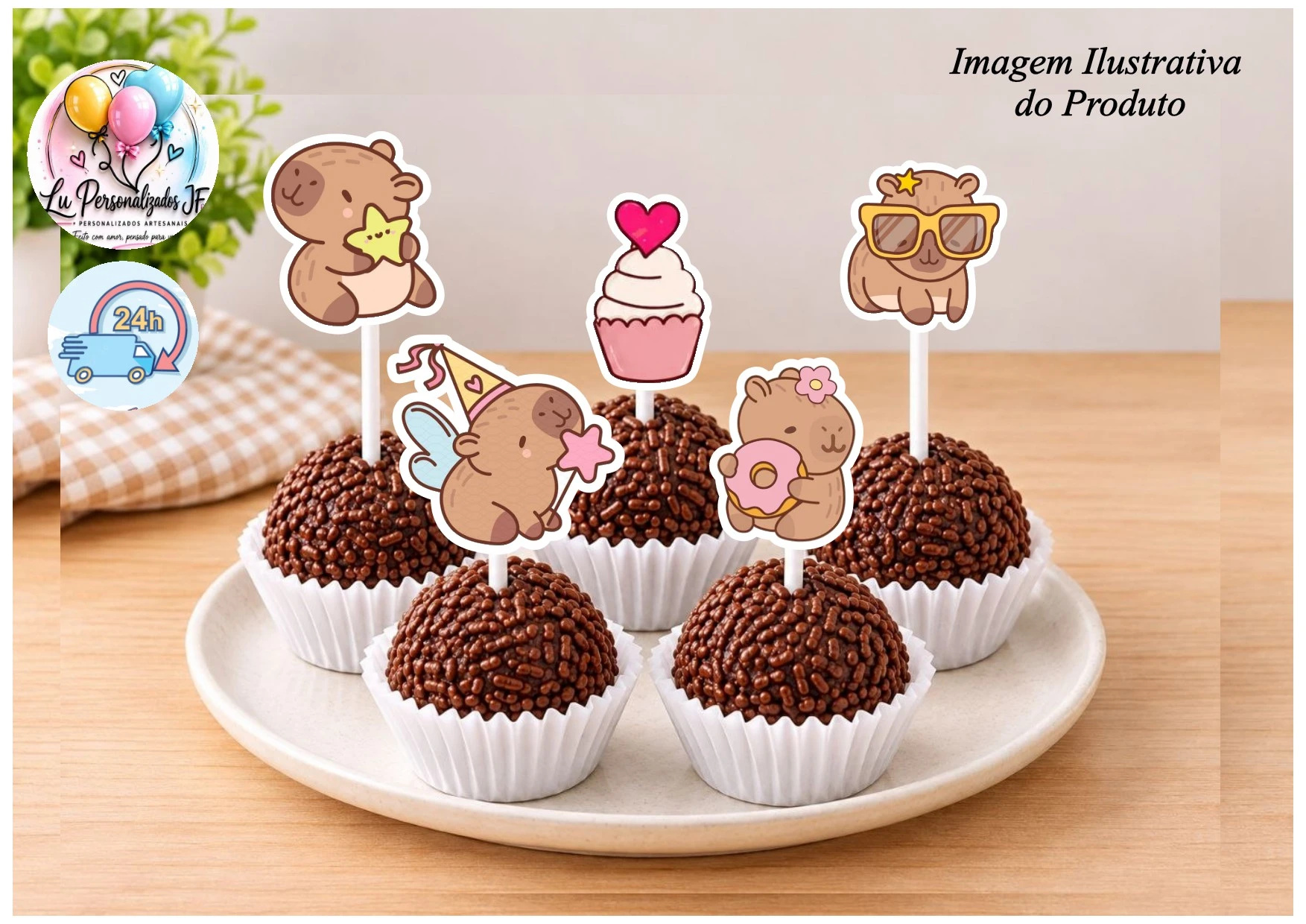 40 TOPPER PARA DOCINHOS CAPIVARA