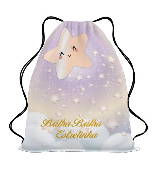 45 Lembrancinha Mochila Saco Brilha Brilha Estrelinha
