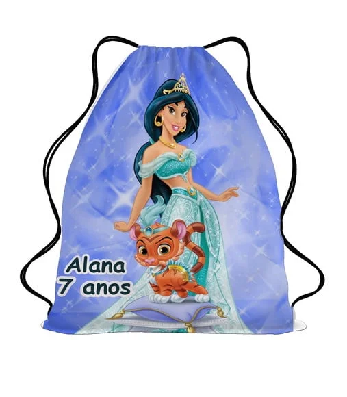 50 Bolsinha Sacochila Mochila Princesa Jasmine