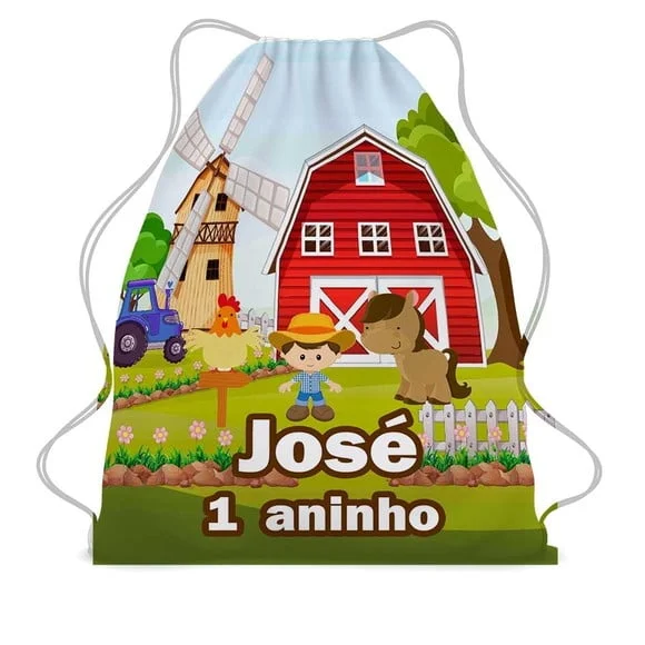50 Bolsinha Sacochila Mochilinha Fazendinha