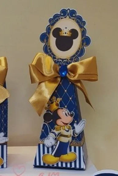 50 Caixa Piramide Aniversário Mickey Realeza Personalizada