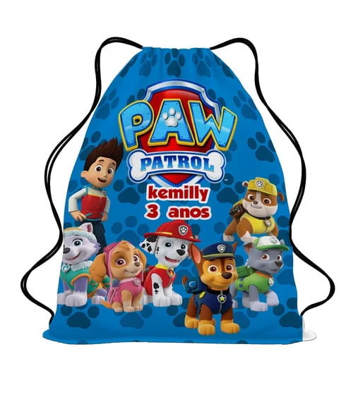 50 Lembrancinha Sacochila Mochila Patrulha Canina Menina