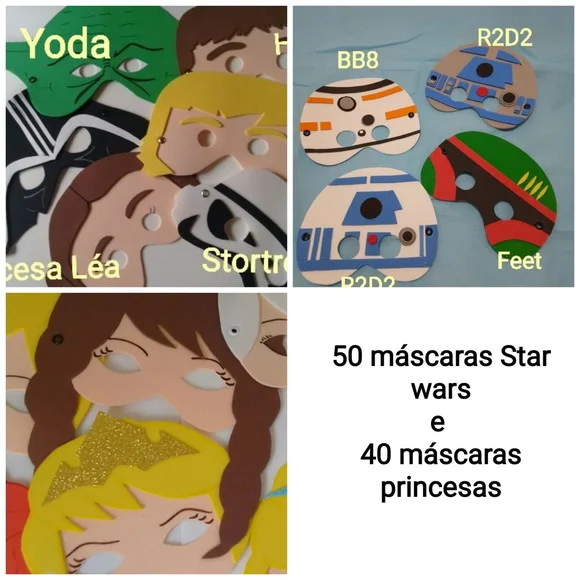 50 Mascaras Star Wars + 40 Máscaras Princesas