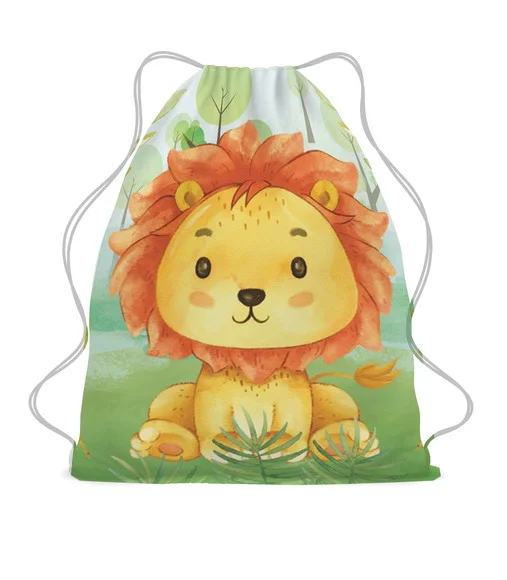 50 Mochila Saco Lembrancinha Leãozinho Personalizada
