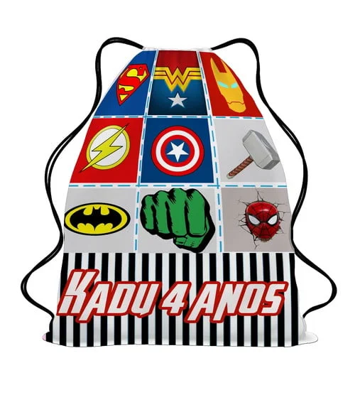 50 Mochila Sacochila Mochilinha Infantil Super Heróis