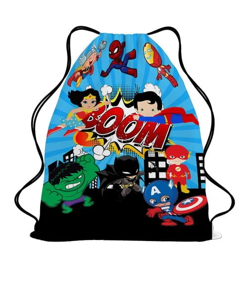 50 Mochila Sacochila Mochilinha Super Heróis Cut