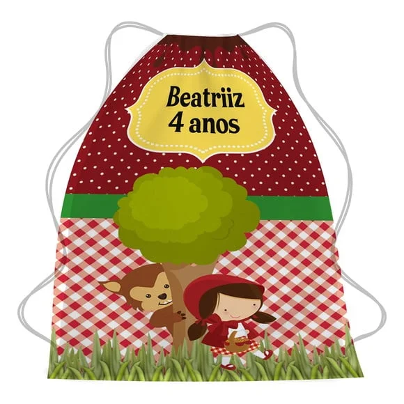 50 Mochila Sacochila Personalizada Chapeuzinho Vermelho