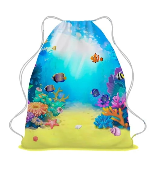 50 Mochilinha Sacochila Mochila Fundo do Mar Personalizada