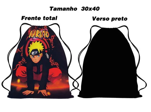 50 Sacochila Mochila Naruto Tamanho Grande 30x40