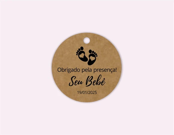 50 Tags Personalizadas Kraft Redondas
