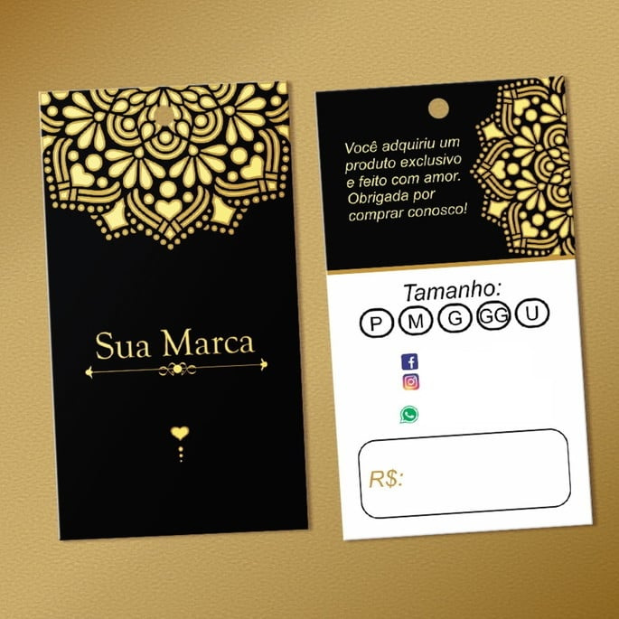 500 Tags Personalizadas Etiquetas para Roupas e Produtos