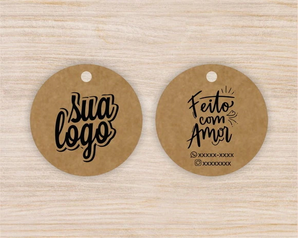 500 Tags Personalizadas Kraft Redondas
