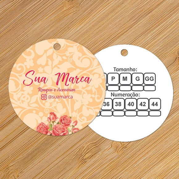 500 un. Tag Personalizada Redonda Etiqueta Roupas e Produtos