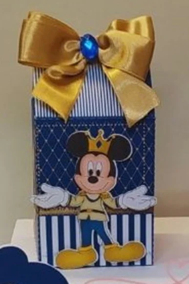 60 Caixa Milk Aniversário Mickey Realeza Personalizada