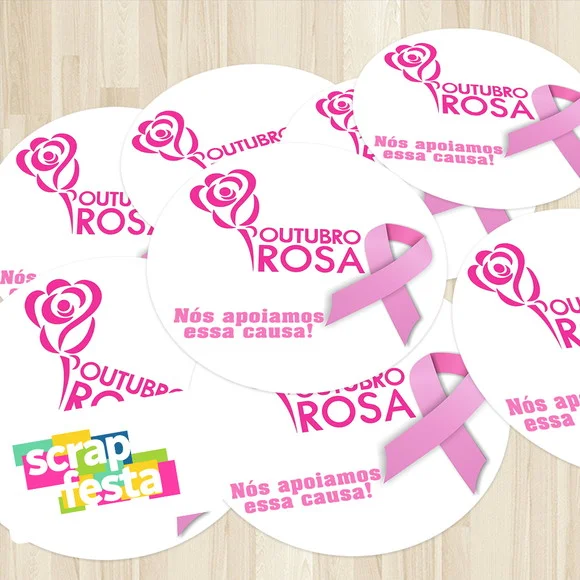 Adesivo 5 cm Redondo Evento Outubro Rosa