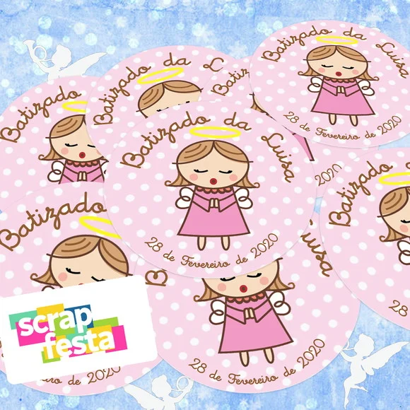 Adesivo 5 cm Redondo Personalizado Festa Batizado