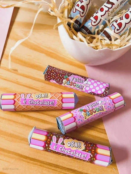 Adesivo para Chocolate Batom Pascoa