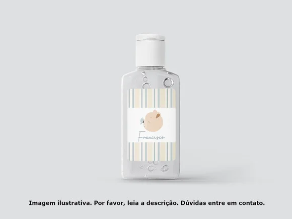 Adesivo Personalizado Frasco Álcool Ursinho e Borboleta