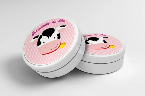 Adesivo Personalizado Latinha Fazendinha Rosa