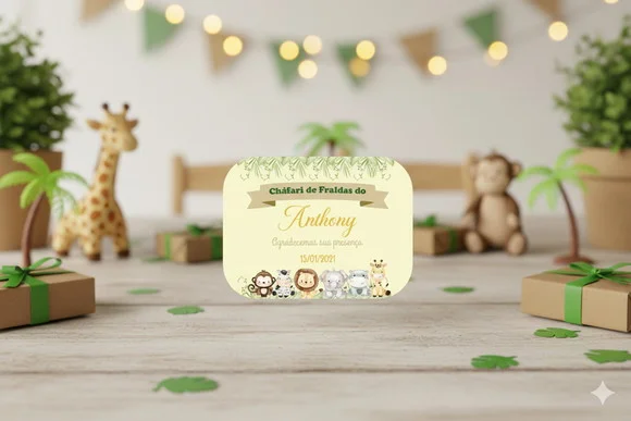 Adesivo Marmitinha Personalizado Safari Aquarela (15 Un)