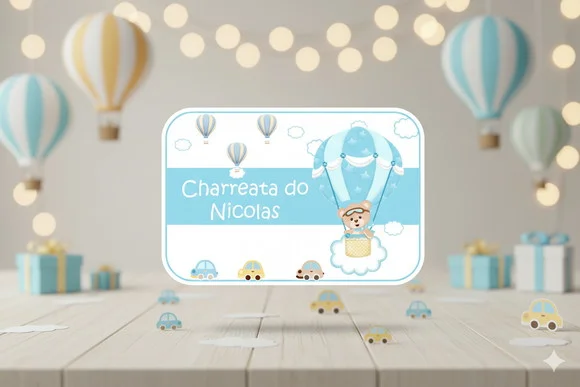 Adesivo Marmitinha Personalizado Ursinho Baloeiro (15 Un)