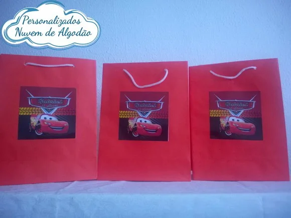 Sacolinha com adesivo - Carros