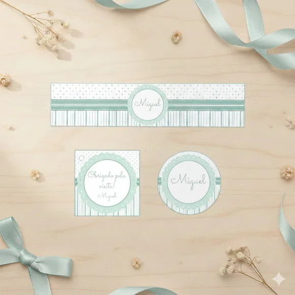 Kit Personalizado Menino: Rótulo Água, Tag e Adesivo