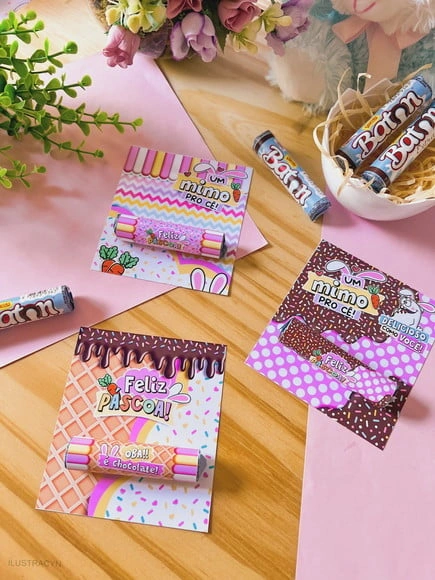 Adesivo para Chocolate Batom Pascoa
