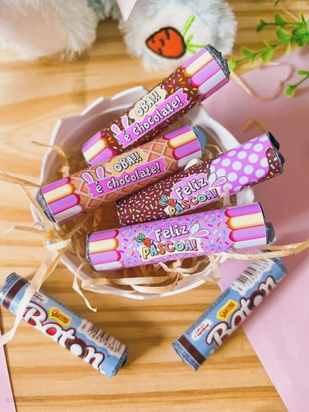 Adesivo para Chocolate Batom Pascoa