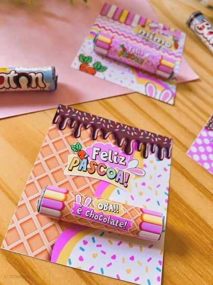 Adesivo para Chocolate Batom Pascoa