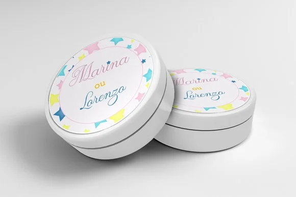 Adesivo Personalizado Latinha Chá Revelação Estrelas