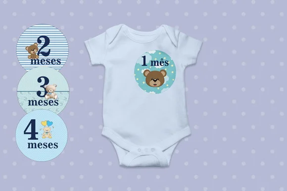 Kit Adesivos Mesversário Personalizado Ursinho