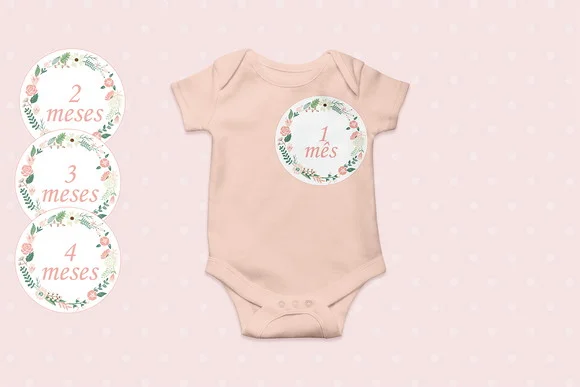 Kit Adesivos Mesversário Personalizado Floral