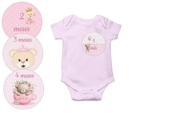 Kit Adesivos Mesversário Personalizado Ursinha