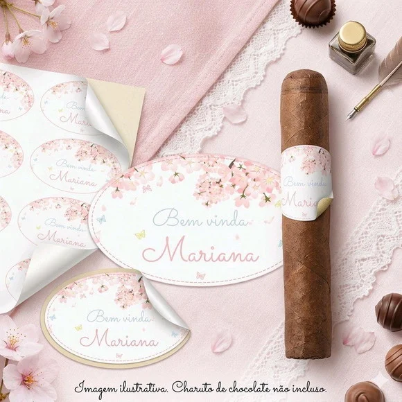 Adesivo Personalizado Charuto Chocolate Floral