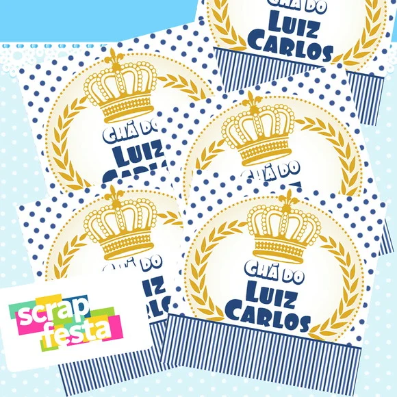 Adesivo Personalizado Quadrado 5x5 Chá de Menino Provençal