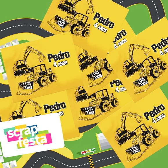 Adesivo Personalizado Retangular Festa Trator