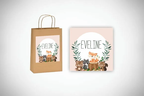 Adesivo Personalizado Sacolinha Bosque Menina