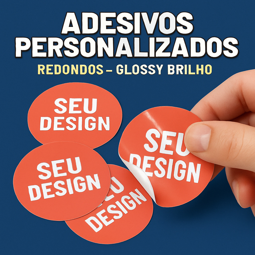 Adesivos personalizados tamanho 4x4cm - 50 unidades