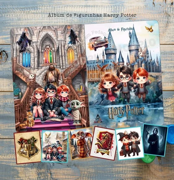 Álbum de Figurinhas Harry Potter Desenho Colorir Aniversário