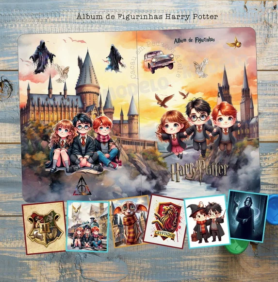 Álbum de Figurinhas Harry Potter Desenho Colorir Aniversário