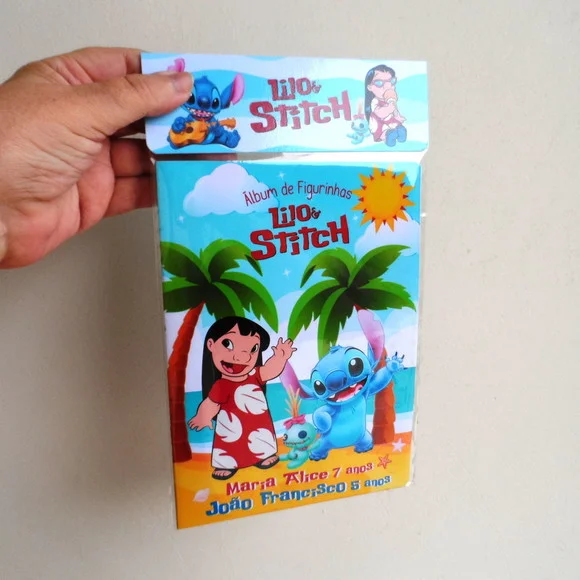 Álbum de Figurinhas Lilo Stitch Desenhos de Colorir Adesivos