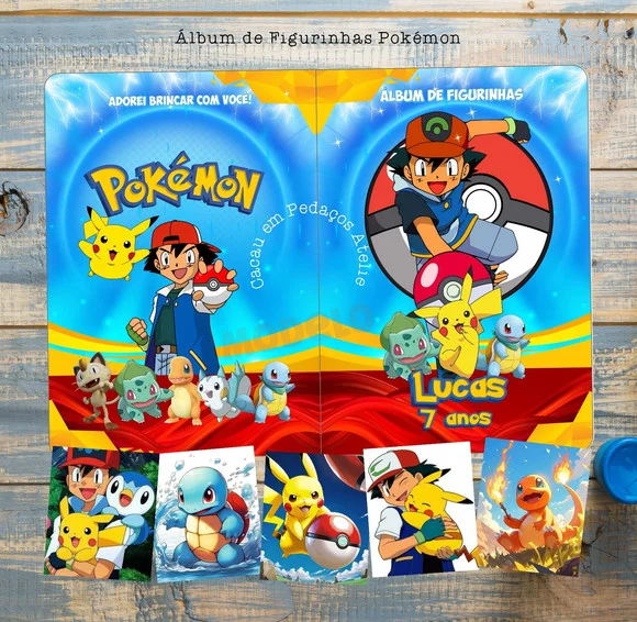 Álbum de Figurinhas Pokémon com Desenhos de Colorir