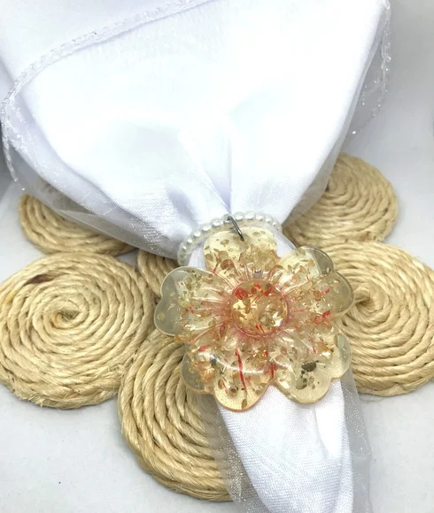 Anel para Guardanapo Mesa Posta com Pedraria Flor