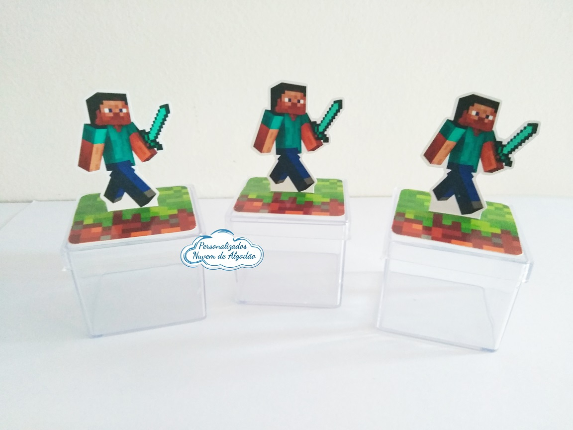 Aplique 3d de caixinha Minecraft